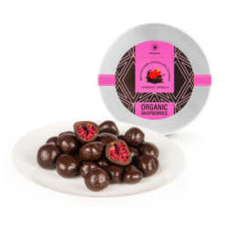 Organic Raspberries in Belgian Dark Chocolate