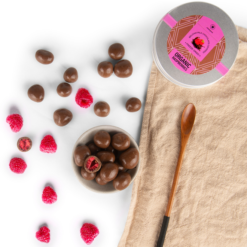 Organic Raspberries in Belgian Milk Chocolate Lifestyle